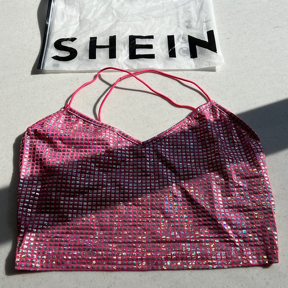 Shein dazzle tank top crisscross straps 💖